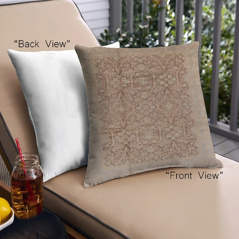 Huge Savings Mid-Century Modern Urban Indoor Outdoor Square Petra Gold Brown Throw Pillow, 18 inch by 18 inch, pwurb3020