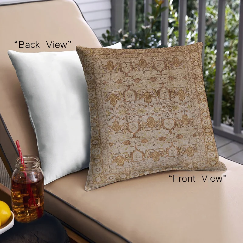 Big Discounts Mid-Century Modern Urban Indoor Outdoor Square Mahogany Brown Throw Pillow, 18 inch by 18 inch, pwurb662