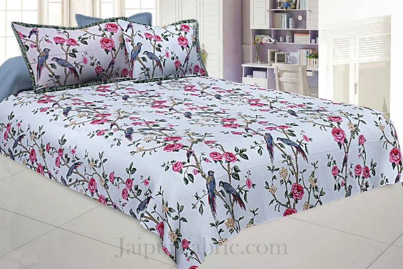 New Markdowns Rose Realm Green Pure Cotton King Size Bedsheet
