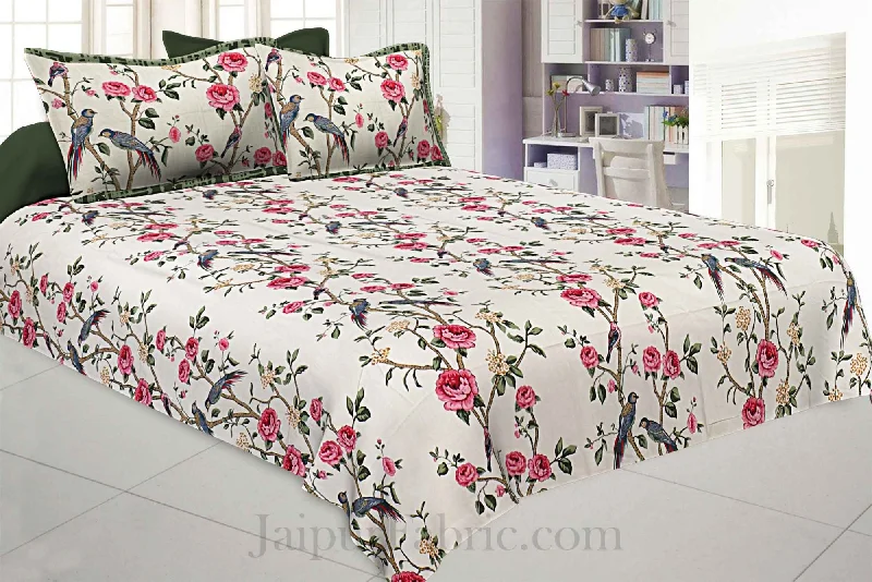 Midnight Madness Rose Realm White Pure Cotton King Size Bedsheet
