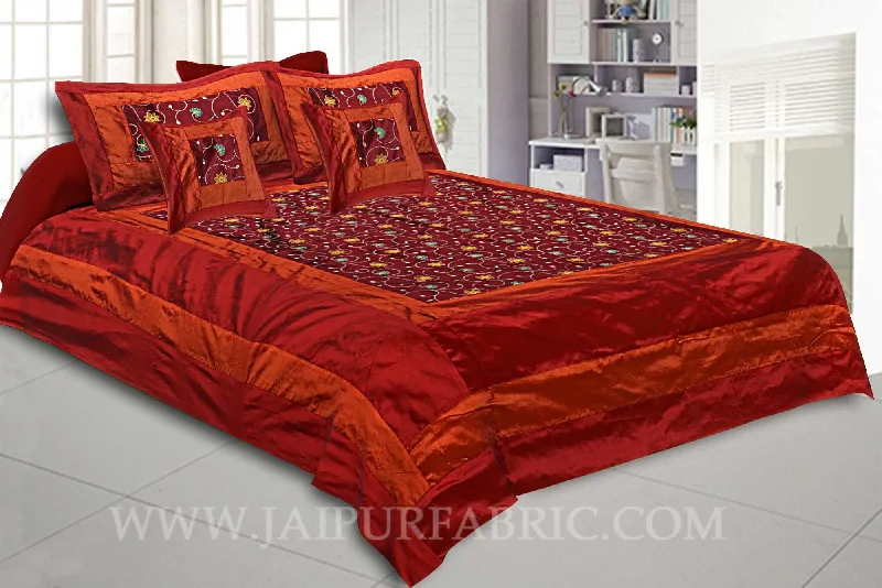 Weekend Special Royal Maroon Rajwada Silk Double Bedsheet
