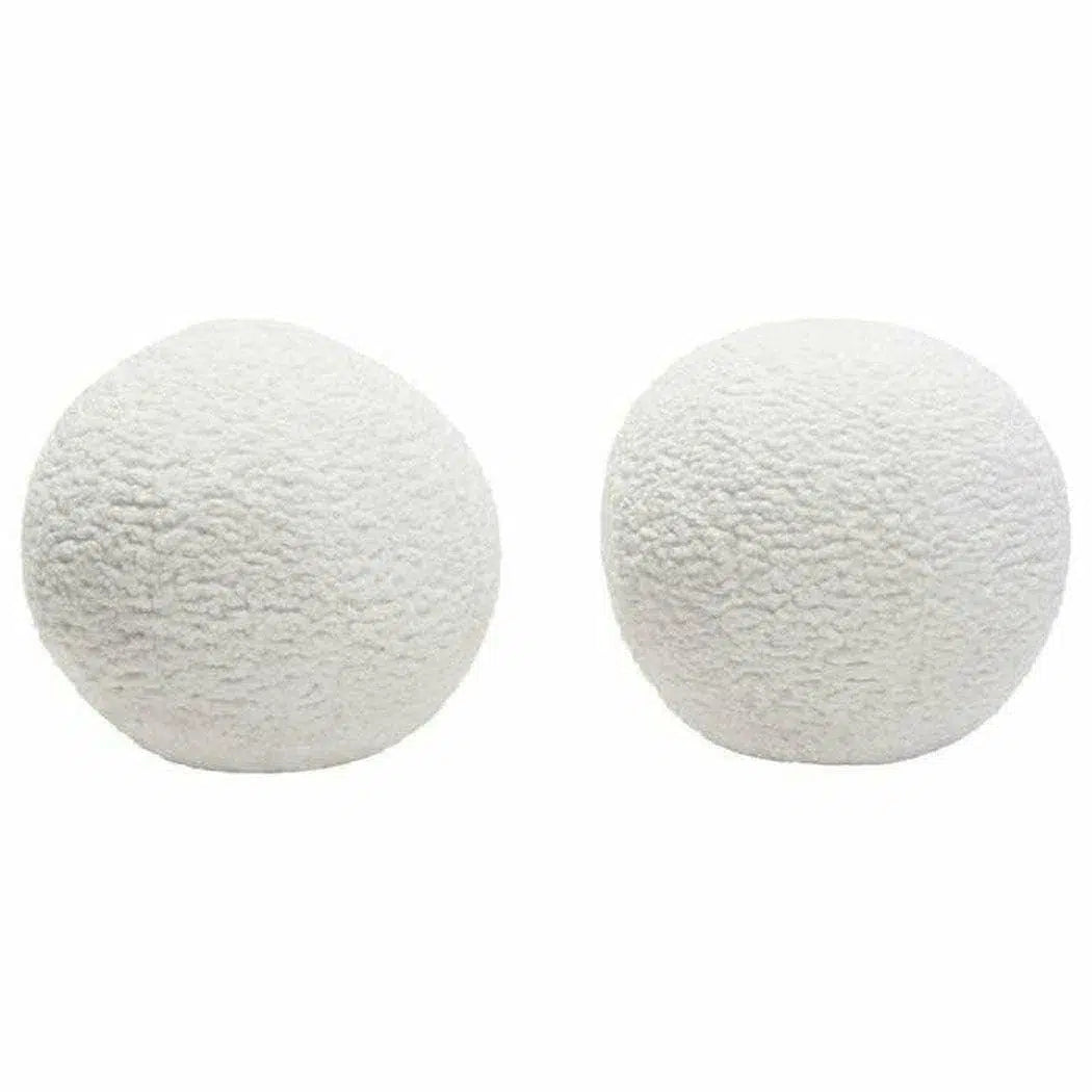 Super Bargain Set of 2 10" Round Accent Pillows in White Faux