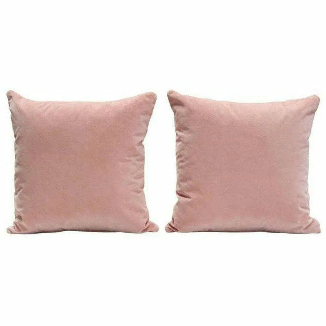 Take Advantage Set of 2 16" Square Accent Pillows in Blush Pink Velvet