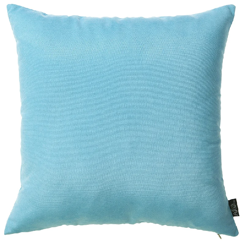 Super Sale Set Of 2 Aqua Blue Brushed Twill Decorative Throw Pillow Covers