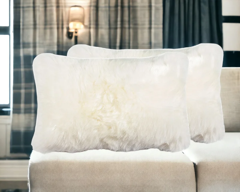 Exclusive Savings Set of Two 12" X 20" Natural Cowhide Throw Pillow