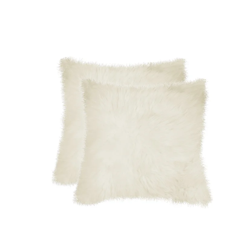 Final Markdown Set of Two 18" Natural Sheepskin Throw Pillows