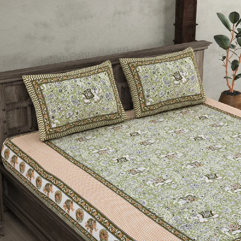 Weekend Discounts to Savor Shubh Arambh Green Double Bedsheet