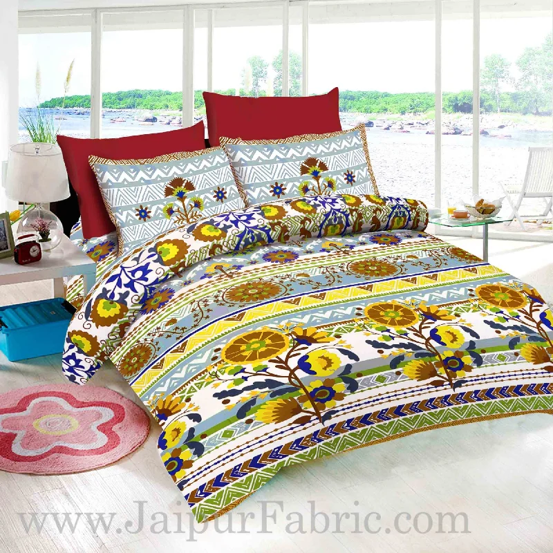 Flash Deals For A Limited Time Sun Flower With White base Brown floral Pure Cotton King Size Bedsheet With 2 Pillow Flash Deals For A Limited Time Sun Flower With White base Brown floral Pure Cotton King Size Bedsheet With 2 Pillow