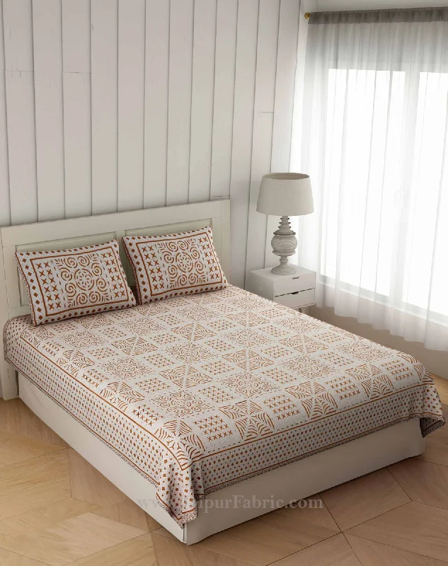Doorbuster Deal Symmetrical  Sandy Brown Square Double Bedsheet