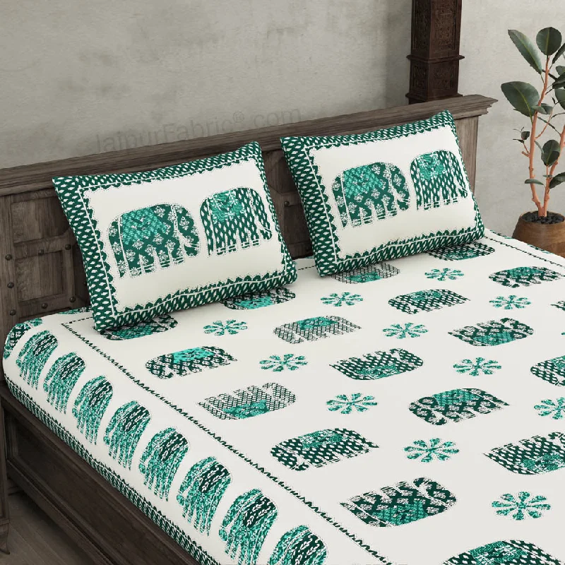 Weekend Bargains to Relish The Royal Ride Green Double Bedsheet