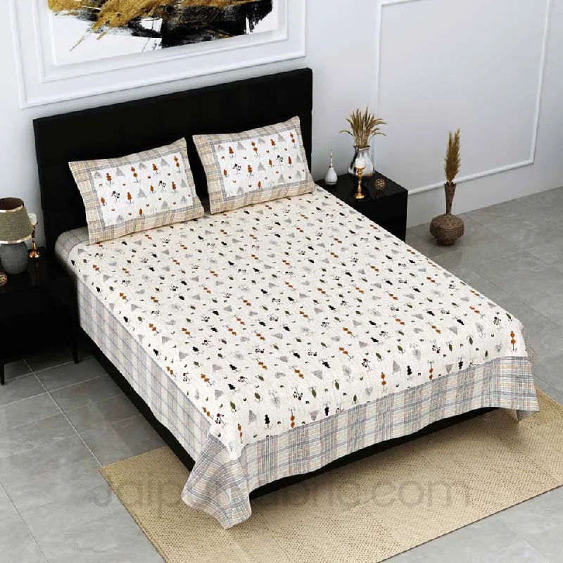 Epic Deals Verdure Print Mustard Pure Cotton Double Bedsheet