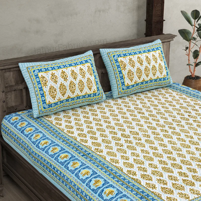 Midnight Sale Welcom Tyohaar Blue Double Bedsheet