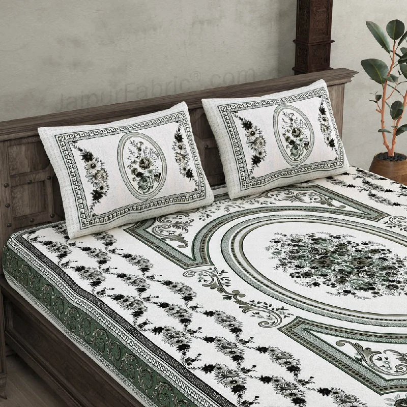 Weekend Flash Sale Welcome Ganpati Grey Cotton Double Bedsheet